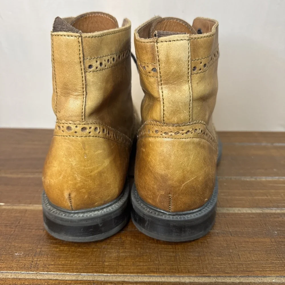 Stafford Wingtip Brown Leather Ankle Dress Boots (014-1218) Men's 9M‎ Preppy
